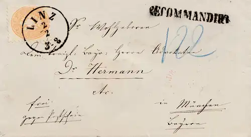 Österreich: 18xx: Einschreiben-Brief aus Linz nach München