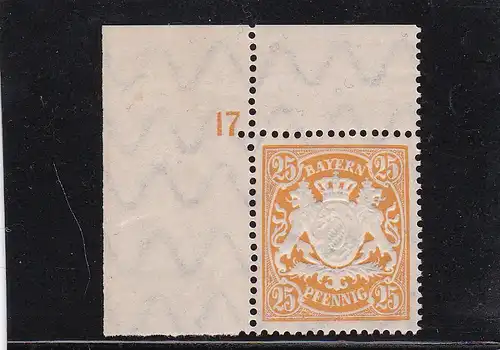Bayern: MiNr. 62, PL Nr., BPP Signatur, ** Eckrand