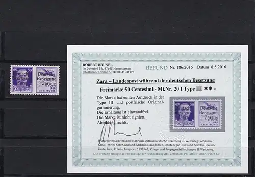 Zara: MiNr. 20 I, Type III, **