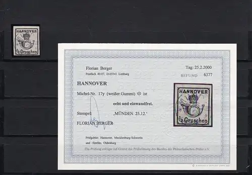 Hanovre: MiN° 17y, cacheté, résultat BPP