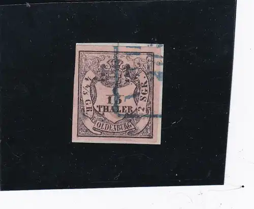 Oldenburg: MiNr. 3III, BPP geprüft, gestempelt