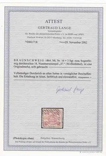 Braunswick: Mirch. 16, cacheté, cachet 47, BPP Battest