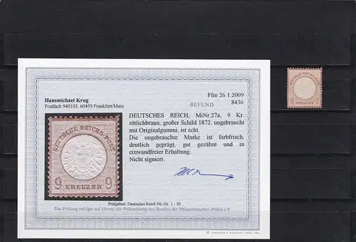 DR: MiNr. 27a, BPP Befund, Falz