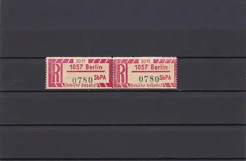 DDR: Marque d'inscription SbPA, 1057 Berlin, Couple horizontal, n° 1 Cx