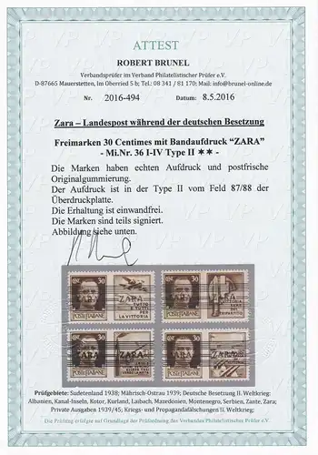 Zara: Min° 36 I-IV, type II, ** frais de port