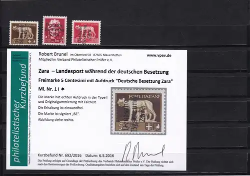 Zara: Min° 1 I, 12I et 15 II, Falz *