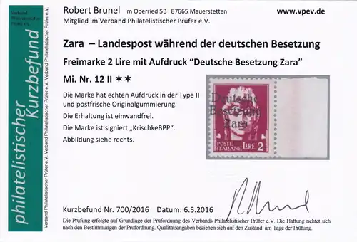 Zara: MiNr. 12 I und 12 II, postfrisch **