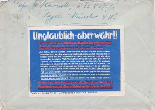 Parole der Woche: PdW: Nr. 51/1939 auf Feldpost Brief Nr. 35817