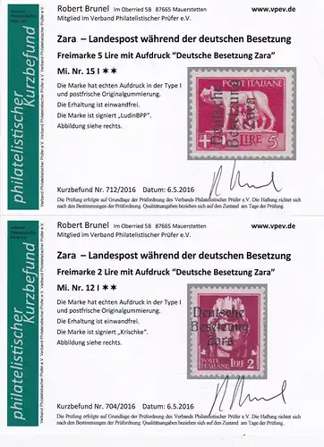 Zara: Min. 1, 12, 15I, frais