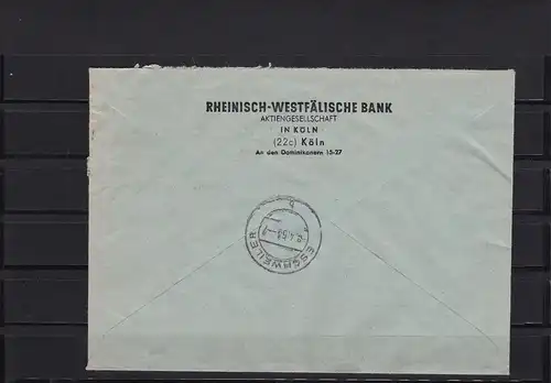 Bund: Posthorn MiNr. 135 Plattennummer auf Brief
