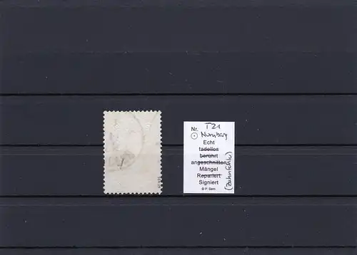 Bayern: MiNr. T21, gestempelt, BPP Prüfung