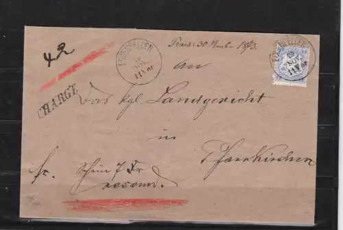 Bayern: MiNr. 25 Ya auf Brief, portogerecht, Charge, BPP Befund