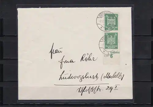 Reich allemand: Min. 356U, sur lettre, Senkr. Sous-randpart, BPP Attest