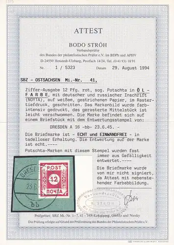 SBZ: Min 41, cacheté sur le porte-lettre, BPP Attaque