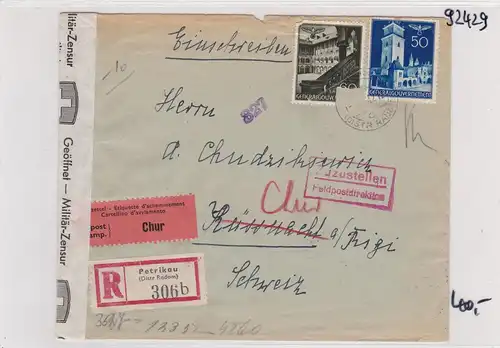 GG: Lettre Internationpost - Inscription 2x Censure, Chur