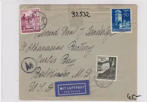 GG: Luftpostbrief von Warschau nach USA, Zensur