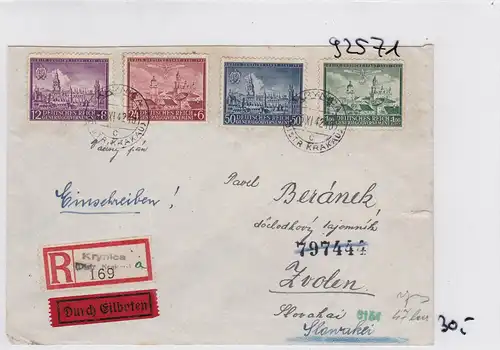 GG: Eilboten/Einschreiben von Krynica nach Zvolen/Slovakei, Zensur