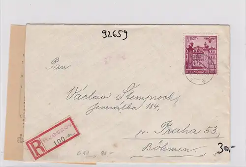 GG: lettre recommandée de Reichshof à Prague avec le bon de livraison