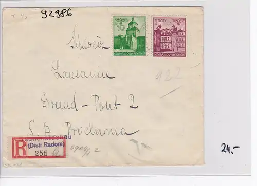 GG: Einschreiben von Tschenstochau nach Lausanne/Zensur