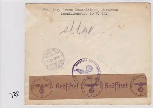GG: Lettre recommandée Varsovie à la prisonnière de la Croix-Rouge