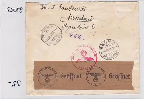 GG:Brief von Warschau nach Bern, Laubitz, Zentrale für Weiterleitung der Briefe