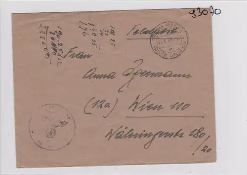 GG: Feldpost: Brief aus Rawa Ruska nach Wien, April 1944, späte Post