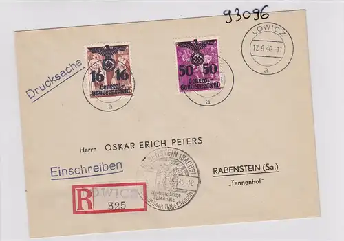 GG: lettre recommandée Cahier d'impression Lowicz dès Rabenstein, couverture ouverte