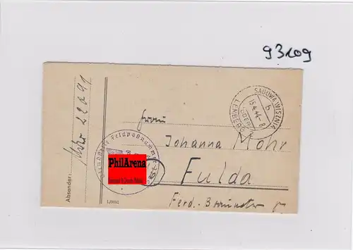GG: courrier de terrain No 22091 de Sadowa Wisznia, Lemberg, courrier tardif