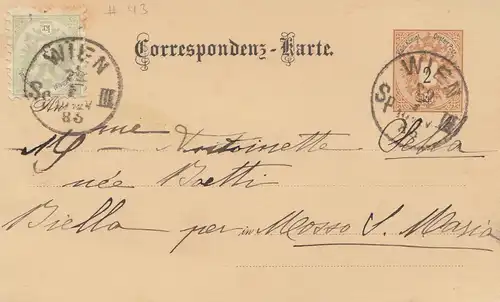 Österreich: 1885 Ganzsache von Wien 