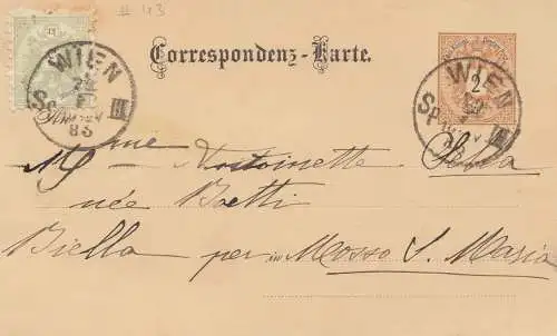Österreich: 1885 Ganzsache von Wien