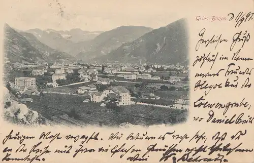 Österreich: 1897: Ansichtskarte Gries-Bozen nach Magdeburg