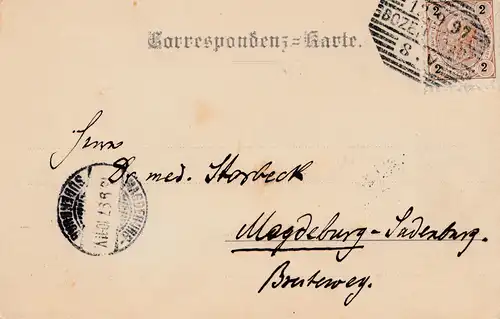 Autriche: 1897: Carte de vue Gries-Bozen vers Magdeburg
