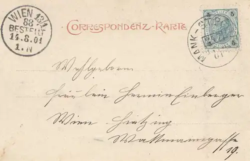Österreich: 1901: Ansichtskarte: Mankthal nach Wien