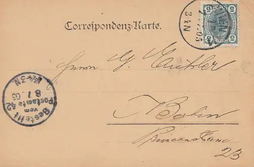Österreich: 1905: Postkarte von Wien nach Berlin, Perser-Smyrna Teppiche