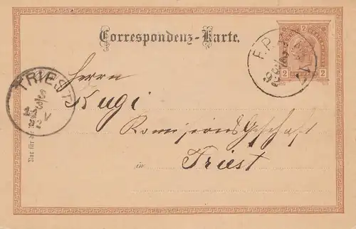 Autriche: 1892: entier de F.P.A.N° 17 vers Trieste