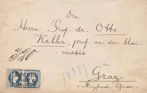 Österreich: Brief nach Graz, MiNr. 38II, 2x