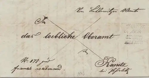 Autriche: 1845: Lettre avec contenu après Kanitz