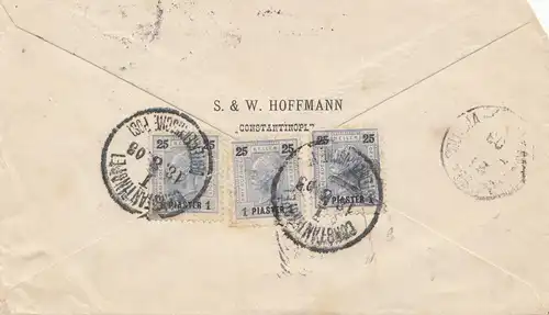 Ö-Levante: 1908: Lettre recommandé Constantinople vers Milano