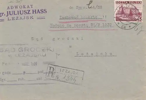 Pologne: 1939: Service Litsajsk après Letsajzku - recommandé
