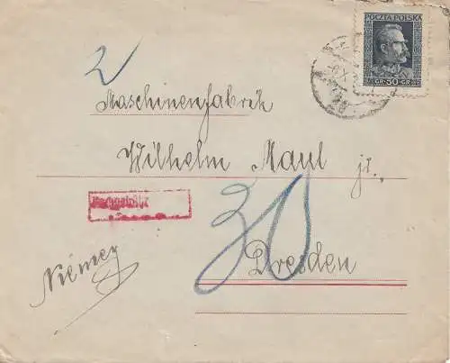 Polen: Brief mit Nachgebühr nach Dresden