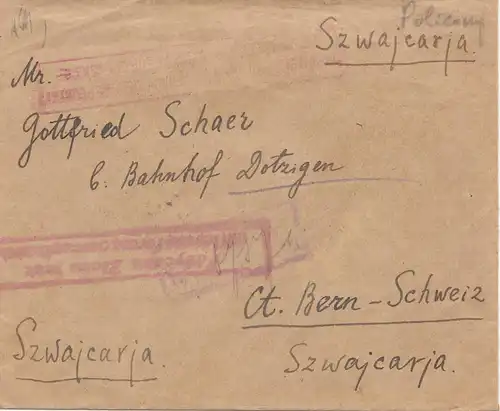 Pologne: 1922: Dotzice Wilno à Berne - recommandé