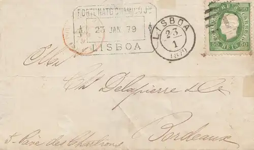 Portugal: 1879 Lisboa vers Bordeaux