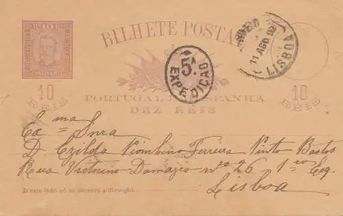 Portugal: 1892: Bilhete Postal Lisboa