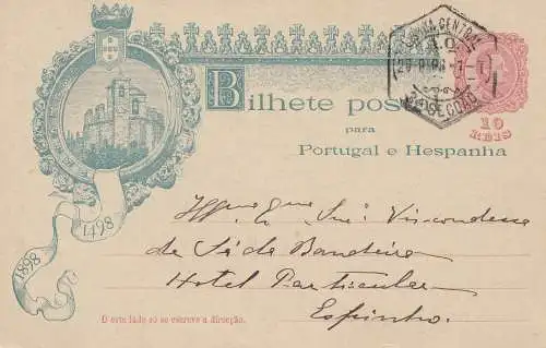 Portugal: 1898 Bilhete Postal Baseccao