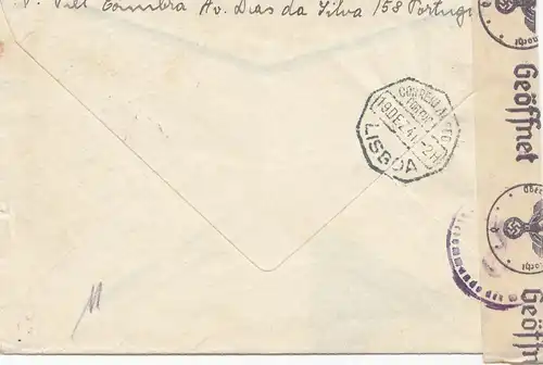 Portugal: 1941: Lisboa vers Neubrandenburg, censure