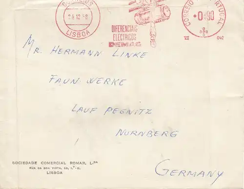 Portugal: 1958: Lisboa nach Nürnberg - Freistempel Demag