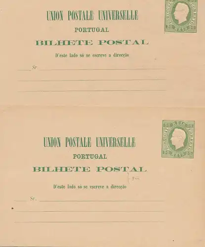 Portugal: 2x Ganzsache 5Ib