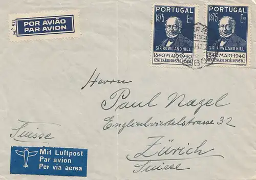 Portugal: 1941: Luftpost nach Zürich