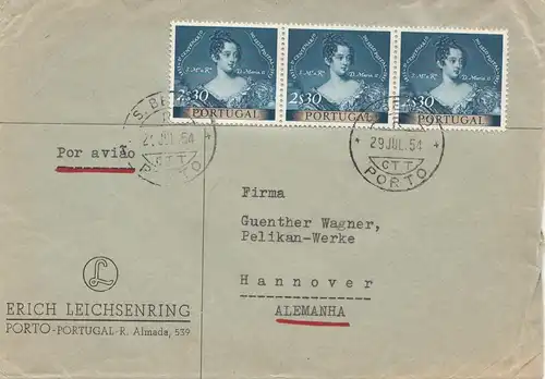 Portugal: 1954: Luftpost Einschreiben Porto nach Hannover