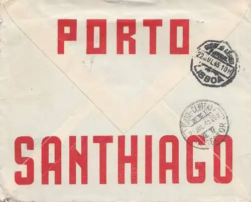 Portugal: 1945: Porto - Luftpost nach Bale/Schweiz